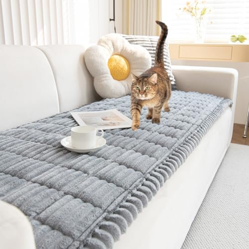 TOPCHANCES Sofa Überzug,2024 Neue Verdickter Cordstoff Universelle rutschfeste Sofabezug 2/3/4 Sitzer Für L Form Eckcouch Waschbar Sofabezug Hund Katze Kratzschut(Cord Hellgrau,70×70cm 1 Stück)