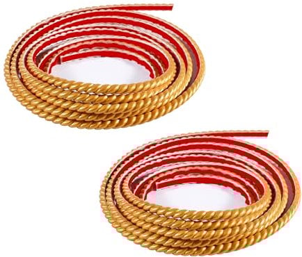 Bande Décorative Adhésive PVC, Bordure de Papier Peint Carrelage, Décoration pour Cadre de Miroir,Armoire,Meuble,Mur,Plafond Moulure de Finition Décorative Murale,2 rouleaux x5M(10mm,Doré)