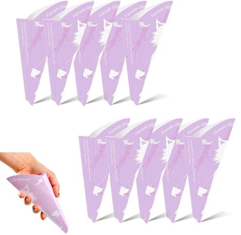 Kryzulax 10 Pezzi Coni per Pipi Donna USA e Getta da Viaggio,Pipilotta Femminile,Orinatoio Portatile Donna per Campeggio,Urinella per Donne per Campeggio Escursioni e attività All'Aperto