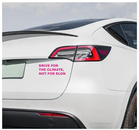 MaNeaz Interessant Auto Aufkleber UV-Aufkleber | DRIVE FOR THE CLIMATE,NOT FOR ELON | Wasserdicht und kratzfest für empfindliche Auto-Lacke ca. 11 x 4,3 cm(Rosenrot)