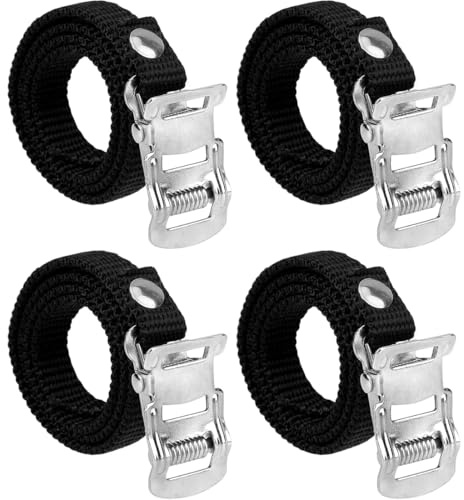 COYUN 4 Pièces Sangle Pedale Velo, Sangle Pédale Vélo en Nylon,Réglables Sangle Pédale Vélo avec Boucle en Métal pour la Plupart des Vélos d'Appartement Noire