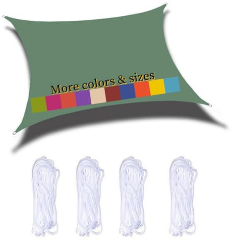 Voile D'ombrage Rectangulaire 4x6m Imperméable PES Toile Ombrage 98％ UV Protection pour Jardin Terrasse Balcon Piscine Fête Extérieur, Vert Foncé