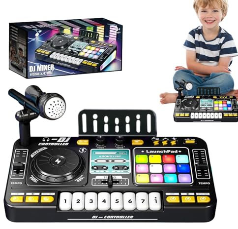 Console DJ per bambini, tastiera USB ricaricabile, mixer DJ interattivo con luci a e soundpad, tastiera musicale giocattolo per l'intrattenimento e la costruzione di abilità