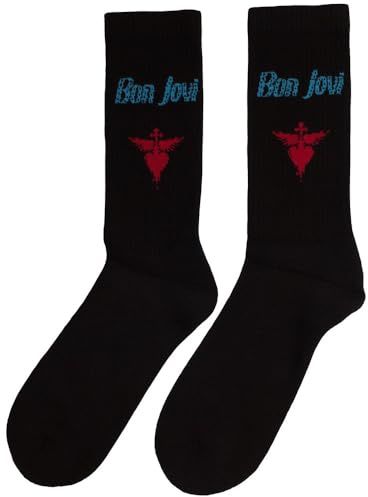 Rock Off officially licensed products Bon Jovi Dagger Heart Blue Logo Terry Socks One Size