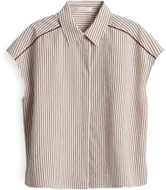 OPUS Damen Kurzarmbluse | FAMELLA Regular Streifenbluse aus nachhaltigem Viskosemix Cassis, 36