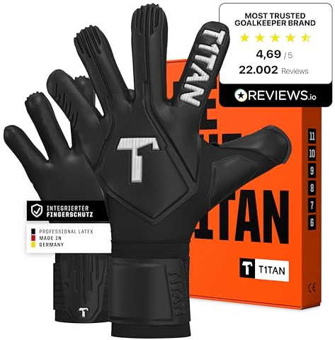 T1TAN Profi Torwarthandschuhe Herren Legend Fingerschutz, Größe 6-11, Torhüterhandschuhe Erwachsene, Tormannhandschuhe Jugendliche, Fußball Torwart