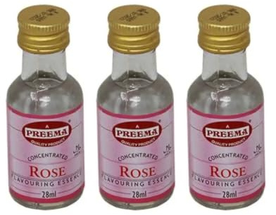 Rose Flavouring Essence 3X28ml – Concentrated Rose Extract for Baking, Desserts & Beverages – Professional-Grade Floral Essence for Cakes, Sweets, Icing, Syrups, Milkshakes & Cocktails