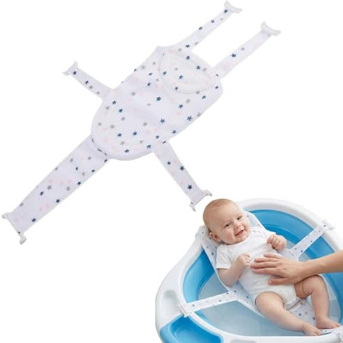 1 inserto per vasca da bagno per bambini, supporto per vasca da bagno, supporto regolabile per vasca da bagno da 0 a 6 mesi, regolabile, antiscivolo, per neonati e bambini (blu, rosa) (bianco)