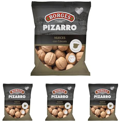 Borges - Nueces con Cáscara Finca Pizarro Borges - Producto de España - Con Abre Nueces - Alto contenido en Omega 3 - Ricas en Antioxidantes - Frutos Secos sin Gluten - Paquete de 2000 gramos.
