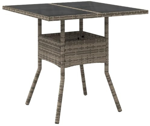 Mokuyary Table de Jardin Dessus en Verre Gris 80x80x75 cm Balcon