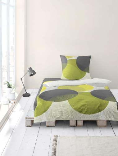 Bierbaum Bettwäsche 6155, Mako-Satin, Designed in Germany, kiwi 06, 155x220 + 80x80 cm, Komfortgröße