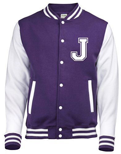 Edward Sinclair Personalisierbare Varsity-Jacke für Kinder mit Namen auf der Rückseite und Initialen auf der Vorderseite. Gr. 12-13 Jahre, violett