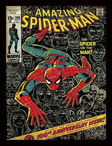 Pyramid International Spiderman (100th Anniversary) 30cm x 40cm Framed, Collectors Print - A Stunning Artwork to Enhance Your Collection or Living Space, One Size