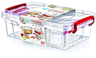 Clip Lock Handle Plastic Clear Storage Food Box Container Large BPA Free - fridge, freezer, dishwasher and microwave safe (RECT 2.5 L)