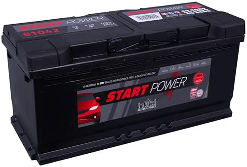 intAct Autobatterie 12V 110Ah 920A, Start-Power 61042GUG, leistungsstarke und zuverlässige PKW Starterbatterie, Maße: 394x175x190mm, Blei-Säure-Batterie in Erstausrüsterqualität