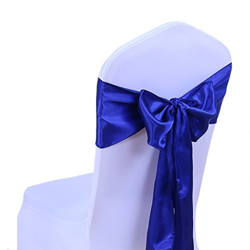 SINSSOWL 25 stück Hochzeit Dekoration Mehrfarbig Satin Stuhl Bezug Bow Ties in Event & Party Supply Stuhl Schärpen- königsblau