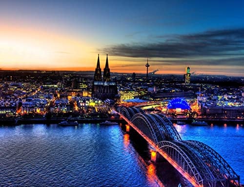 hansepuzzle 27957 - Köln Puzzle 1000 Teile | Orte Puzzle mit hochwertiger Puzzle Aufbewahrung: Kartonbox und Wieder verschließbarem Beutel | Puzzle-Maße: 60 x 46 cm