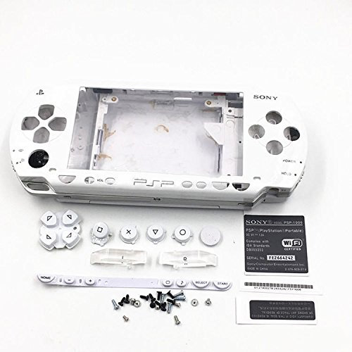 Perfect Part Gehäuse mit Tasten und Schraubendreher für Sony PSP 1000 / 1001, Weiß, Kunststoff, Chrom-Kunststoff + UV, Glänzend, 1