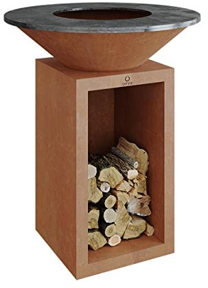 OFYR Classic Storage 85-100: Round Corten Steel Fire Pit, Red