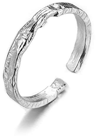 ✦ Geschenke für Frauen ✦Lotus Fun S925 Sterling Silber Ring Unregelmäßige Oberfläche Goldfolie Ringe öffnen Ringe Handgemachter Personalisierte Geschenk für Sie.(Silber)