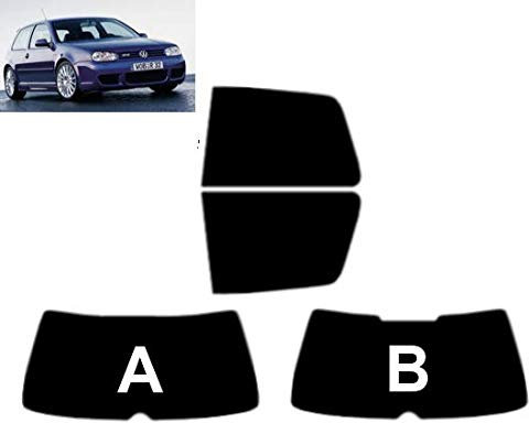 Passgenaue Tönungsfolie für Golf IV 3-Türen 1998-2003 Heck/Seitenscheiben (20% Schwarz, B)