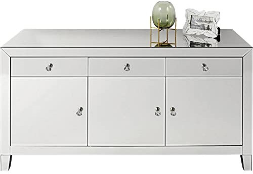 Kare Design Luxury, verspiegeltes Sideboard mit Türen und Schubladen, in verschiedenen Ausführungen erhältlich (H/B/T) 77 x 140,5 x 45 cm, Silber, 77x140cm