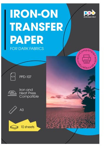PPD 10 x A3 Inkjet Premium Transferpapier für Dunkles Textil, Bügeleisen, Transferpresse PPD-107-10