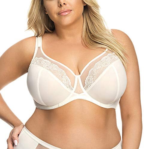 Gorsenia Reggiseno Non Imbottito con Pizzo in Fiori K441 Luisse, Beige Chiaro,5J