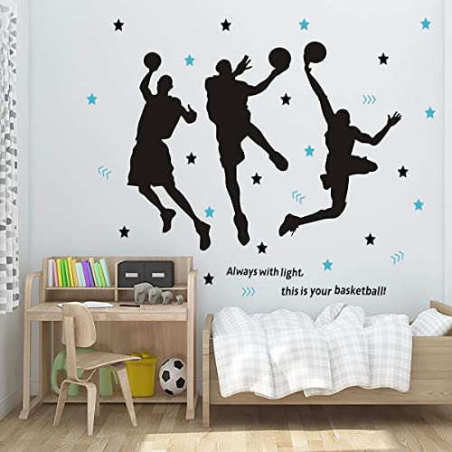 KeLay Fs 3D Basketball Wall Decals Slam Dunk Wall Stickers Basketball Wall Decals for Boys Room Bedroom Decor (3 Slam Dunk)