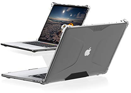 Urban Armor Gear Plyo Hülle für das Apple MacBook Pro 16 - transparent [Sturzfest, Lüftungsschlitzaussparungen, Anti-Rutsch Füße, Dual-Lock Verschluss]