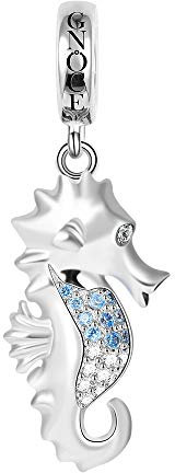 GNOCE Seepferdchen Anhänger Sterling Silber Meereslebewesen Charms Perlen Passt für Alle Armband/Halskette Bestes Charms Geschenk für Frauen Mädchen
