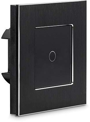 Navaris Touch Lichtschalter Wandschalter - mit Montagematerial Glas Panel und Status-LED - Licht Schalter innen außen - Einbauschalter Schwarz