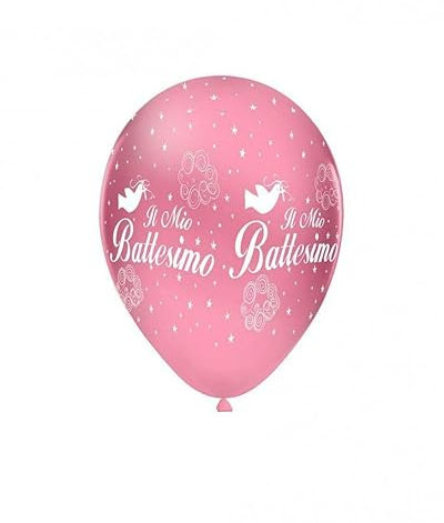 Palloncino in Lattice Il mio Battesimo 12inc-30cm rosa con Stampa bianca, 100pz.