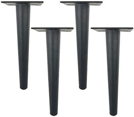 Lot de 4 Pieds de Table en Métal Noir,Pieds de Meubles de Cône,Pieds d'armoire,Pieds de Meuble de Salle de Bain,Pour Table Basse/TV/Canapé/Lit/Chaise,Avec vis,12cm-72cm(35cm)