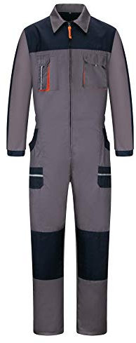 Yukirtiq Men's Work Coverall Mechanics Boilersuit Garage Workwear Overalls Painting Coveralls Boiler Suit, Dark Grey, XS