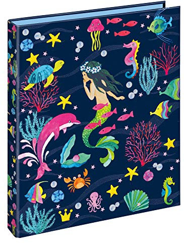 VELOFLEX 1144983 - Schulordner Mermaid, DIN A4, Karton glanzkaschiert, bunter Innenspiegel, 2-Ring-Mechanik, Füllhöhe 15 mm, geeignet als Schnellhefterersatz, 1 Stück