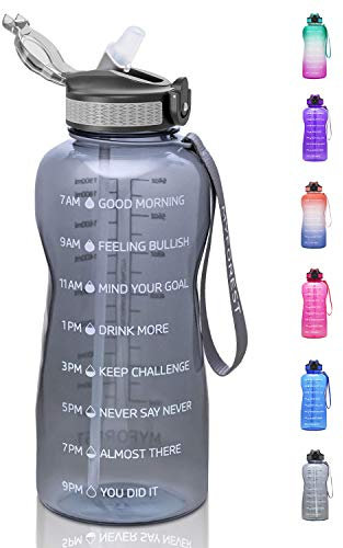MYFOREST 2200ml/74oz Sports Water Bottle, Time Marker for Motivational Hydration, Drop-proof, BPA-free, Wide Mouth for Easy Clean: Cold/Hot/Carbonated/Cider