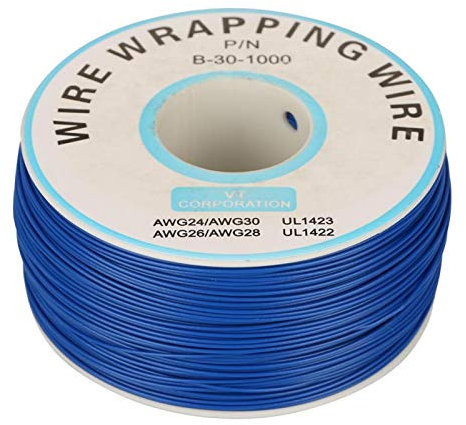 Electric Cable, Silicone 1Roll Wire-Wrapping Single Copper Wire Strand 30AWG Cable 0.25mm Core Diameter for Laptop, Motherboard, Lcd Display, Breadboard, Electronic Test(blue)