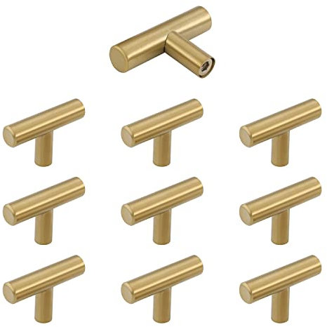 Drenky Poignée Meuble, Doré Boutons de Portes pour Placards en Acier Inoxydable 10 Pièces Bouton de Meuble Vintage avec Vis pour Commode, Décoration d'intérieur
