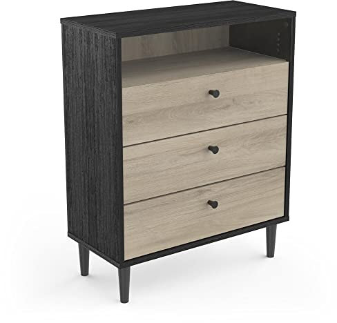 Mehrzweckschrank Kommode Anrichte Japan-Stil Flurschrank Wohnzimmerschrank mit Füßen hochwertig (Kronberg-Eiche/Schwarz, 107)