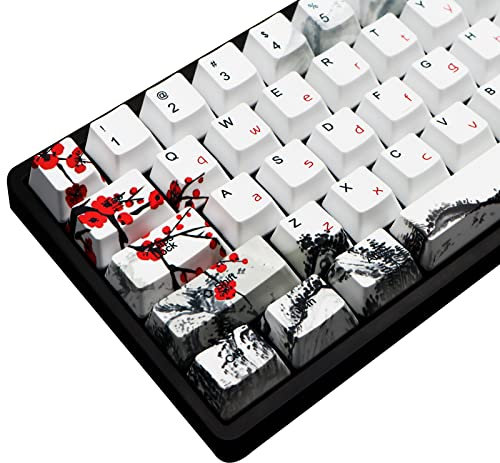 MOLGRIA Keycaps 68 Set for RK68 GK68 Mechanical Keyboard, Custom PBT OEM Profile Key Caps Japanese Style with Keycap Puller for Gateron Kailh Cherry MX Switch ANSI Layout Keyboard(Plum Blossom)