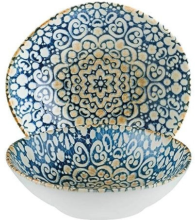 6x Schälchen Salatteller Desserteller Speiseteller Geschirr 18cm; 47cl Bonna Alhambra Vago, Blau, Beige