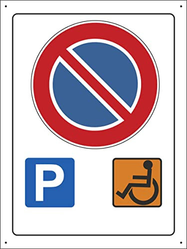 Pubblimania PARCHEGGIO DISABILI divieto di sosta Cartello in Alluminio per esterno metallo resistente spessore 3 mm (Cm 20x30)