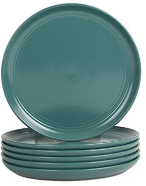 Double Line 8.25 Salad Plate, Set of 6, Emerald Green