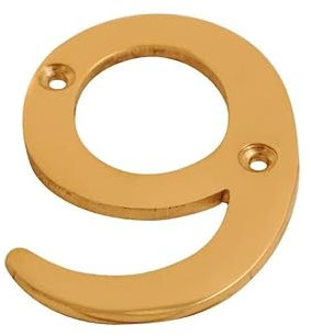 Brass Door Numbers Screw On 3 Inch Door Number Elegant and Bold Door Numerals Suitable for All Door Types Including Wooden uPVC and Composite Number 9