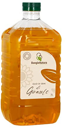 Olio di Girasole Crudo spremuto a Freddo 5 Taniche da 5 Litri (25 Litri) Ideale per Dolci e Fritture