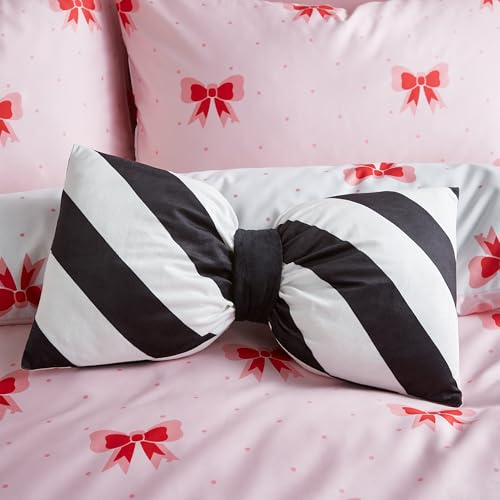 Sassy B Dotty Bows 3D Shaped Cushion Black and White