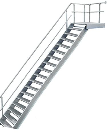 Podesttreppe / 17 Stufen + Podest Stahltreppe mit Geländer Links/Stufenbreite 100cm / Geschosshöhe 299-360cm