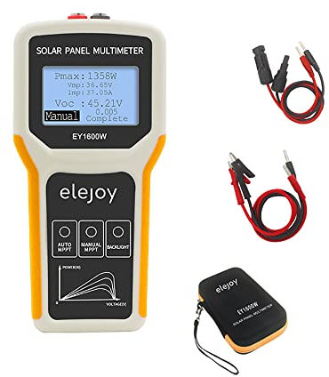 Jieotwice EY1600W Multimetro per Pannello Fotovoltaico Tester MPPT per Pannello Solare, Multimetro per Pannello Solare Smart MPPT, Misuratore di Potenza per Test VOC(LCD 1600W)
