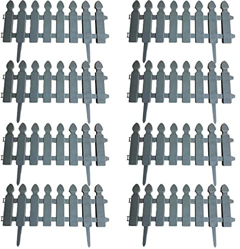 Amari Bargains Royal Picket Fence White - Garden Landscape Border Fence - Long PVC Fence for Garden Beds, Courtyard, Lawn - Decorative Outdoor Fences - Gardening Indoor Fence (8, Grey)